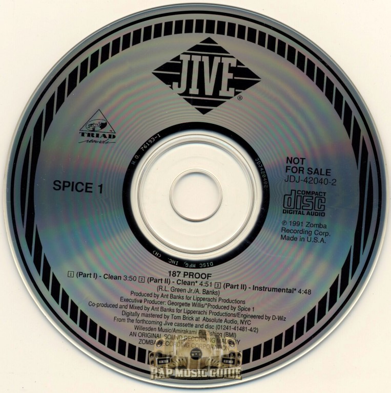 Spice 1 - 187 Proof (Parts I & II): Promo, Single. CD | Rap Music Guide